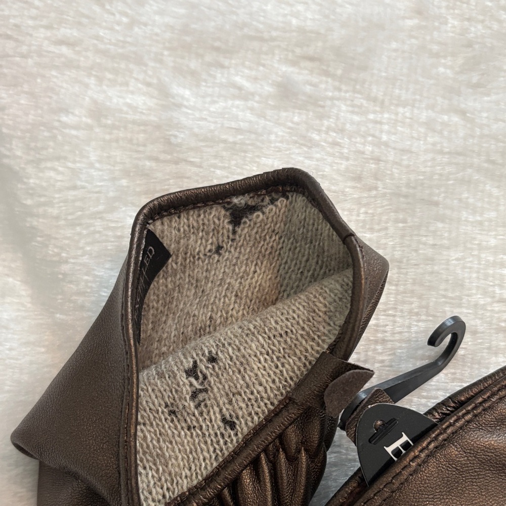 Excelled Women's Brown Leather Gloves- Cashmere Lined - Picture 5 of 8